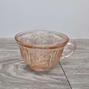 Federal Glass Sharon Cabbage Rose Pink Depression Glass‎ Cup Vintage 1935